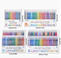 Pena gel glitter cepat kering warna-warni untuk gambar, planner pelajar, tampilan mewah