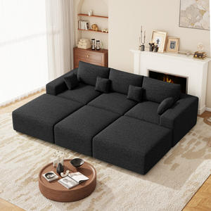 Juego de Sofás Modulares de Tela Chenille, Diseño Modular sin Ensamblaje, Sofá Cama en Forma de L, Reposabrazos Extra Anchos, Soporte Ergonómico - Product Image 1