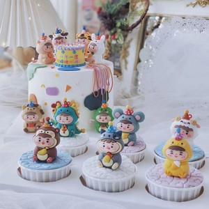 Cartoon 3D Chinese Zodiac Animal Figurines Cake Toppers Reusable Birthday Decorations For Children's Cakes - Product Image 3