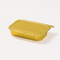 Barquettes jetables en aluminium de 6 x 4 pouces avec couvercles transparents, plateaux en feuille d'aluminium dorée, boîtes d'emballage alimentaire pour restaurants à emporter