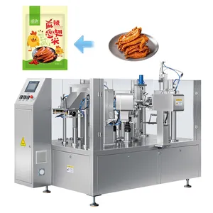 Mesin kemasan makanan multifungsi siap untuk makan mesin pembungkus tas berdiri makanan ringan kacang