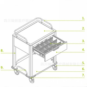Chariot médical à un seul niveau en acier inoxydable avec tiroir et roulettes pour usage clinique - Product Image 2