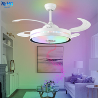 Ventilateur de plafond LED moderne avec lumière, télécommande musicale, moteur DC 42 pouces, 6 vitesses, idéal pour salon et chambre à coucher, directement de l'usine