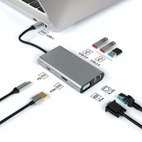 7 Port 7in1 HD Multi Port VGA RJ45 USB-C Hub Tipe-C ke USB 3.0 HD Adapter PD Laptop PC Komputer Docking Station