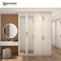 Armoire autoportante moderne Buildgres avec miroir, en bois massif, durable, grande capacité de rangement pour chambre à coucher