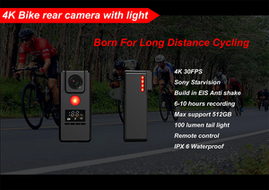 Caméra arrière étanche 4K pour vélo avec feu arrière et télécommande compatible WiFi pour enregistreur de conduite de vélo - Product Image 2