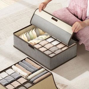 Boîte de rangement pliable pour vêtements domestiques, organisateur multifonction de haute qualité pour sous-vêtements et chaussettes, boîte de rangement pour armoire avec couvercle - Product Image 1