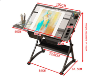 Table de dessin inclinable de haute qualité, réglable en hauteur, avec plateau inclinable, rangement et tabouret
