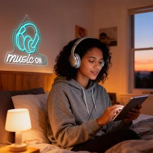 Musique sur enseigne au néon Décoration murale rythmique à LED pour DJ Studios Enseignes au néon personnalisées - Product Image 3