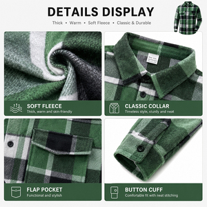 Chemise-veste à carreaux pour homme en polaire brossée douce, manches longues, boutonnée sur le devant, coupe décontractée, style vintage, décontractée, pour l'automne et l'hiver - Product Image 2