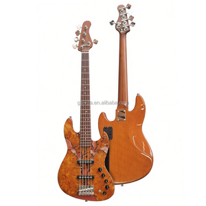 Bajo de 5 Cuerdas Hecho a Medida en Fábrica con Mástil de Arce Carbonizado y Cuerpo de Caoba Resinada - Product Image 3