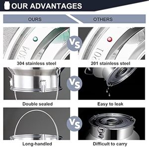 Boîte à lait <span class=keywords><strong>5L</strong></span> 304SS seau à thé boîte à huile en métal épaissie <span class=keywords><strong>avec</strong></span> <span class=keywords><strong>robinet</strong></span> 304ss couvercle scellé et poignée de transport stockage de boissons liquides - Product Image 6