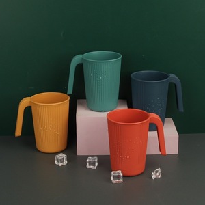 Eco-friendly Ribbed Wheat Straw Mouthwash <b>Mug</b> with Handle Reusable Toothbrush Cup for Home Bathroom Hotel Student <b>Couple</b> - Product Image 6