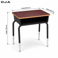 Bureau d'étudiant contemporain intelligent pour salle de classe, avec pieds chromés, tiroir métallique, garantie 15 ans, écologique, réglable en hauteur