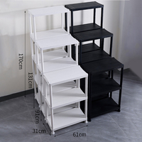 Étagère de rangement à 4 niveaux en plastique noir/blanc robuste, type debout, pour garage, cuisine, maison, bureau, garde-manger, atelier