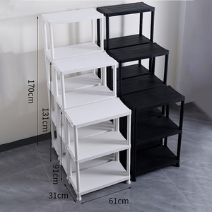 4 Tier Heavy Duty Black/White Plastic Standing Type <strong>Storage</strong> Shelving Racking for Garage Kitchen Home Office Pantry Workshop - Product Image 6