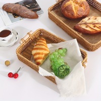 Plateau de service rectangulaire japonais style rotin, plateau à fruits, assiette à dessert, panier à pain pour le thé de l'après-midi, panier à petits pains vapeur