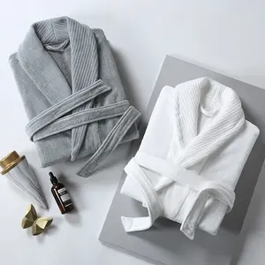 Star Hotel 100% Cotton Kimono Collar Bath Robe Women And Men 4 Seasons Adult Bathrobe Custom Logo