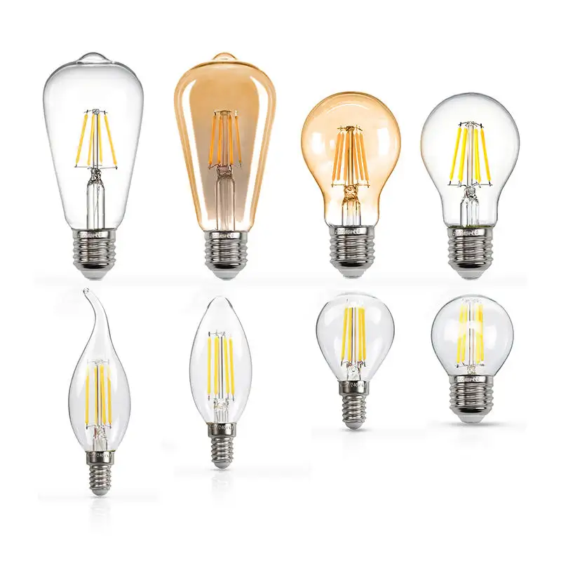 LED Kerzenlicht Filament Hoch transparente Glas birne 2w 4w 6w 8w 2200k 2700k 6500k Ac 220v E27 E14 Sockel C35 C35t G45 A60 St64