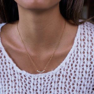 J & D 18K PVD Chapado en oro Collar de acero inoxidable Collar de moda elegante de cristal Perla Sonrisa Colgante Collar - Product Image 2