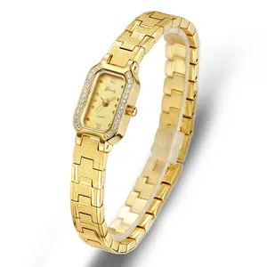 Wholesale Custom Made Watch Logo Band Diamond Stone Dial Jewelry Watches Ladies Gold Plated Watch