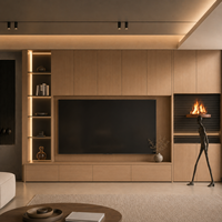 Meuble TV en noyer de luxe, style moderne et luxueux |   Console TV murale de style italien |   Meuble mural pour appareils électroniques en bois massif avec tiroirs