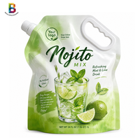 Pochette à bec verseur de 1 litre pour jus avec impression personnalisée |   Sachet d'emballage pour boissons liquides à fond plat