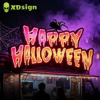 Неоновая вывеска XDsign на заказ для Хэллоуина: персонализированный дизайн паутины, водонепроницаемая, для улицы, с Bluetooth-управлением, для рекламы еды