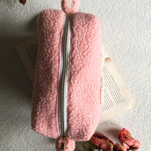 Sac de maquillage rose écologique personnalisé en gros, sac de toilette portable, sac de cosmétiques de voyage pour filles - Product Image 6