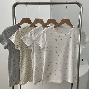 Vente chaude T-shirt d'été pour les femmes imprimé pur coton coupe ajustée à manches courtes sous-vêtement haut pyjamas doux - Product Image 1