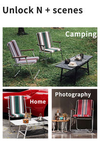 Ghế xếp ngoài trời khung nhôm siêu nhẹ 3.5kg, tay vịn gỗ óc chó, dùng cho cắm trại, bãi biển - Product Image 4