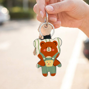Wholesale Sublimation PU Leather Keychain Blanks DIY Custom Bear Shape Keyring Personalized <b>Keys</b> Organizer for Kid Unisex Gift - Product Image 6