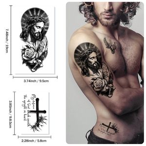 77 Fogli di Tatuaggi Temporanei Cristiani - Disegni di Gesù Cristo, Croce, Angeli e Dio per Mezzo Braccio, per Adulti, Uomini, Donne e Bambini - Product Image 3