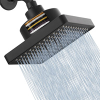 Cabezal de Ducha de Lluvia de Alta Presión con Filtro de 6 Etapas, Eliminación de Cloro, Gran Angular, 6 Pulgadas, para Baja Presión de Agua