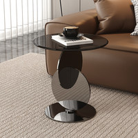 Table d'appoint ronde en verre au design moderne, avec structure en acier inoxydable, table d'appoint incurvée créative pour la décoration de la maison