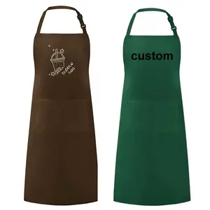 Wholesale Custom Print Logo Kitchen Cooking Cafe Apron For Chef Sublimation Polyester Apron Promotion
