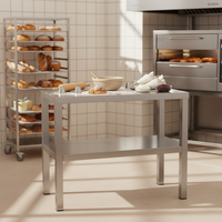 Mesa de Trabajo Industrial Resistente para Fábrica de Alimentos, de 2 Niveles, Económica, de Acero Inoxidable, para Almacenes de Cadena de Frío