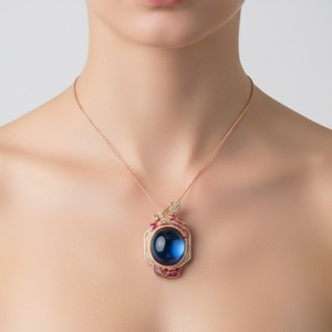 High Quality Eco-friendly Copper 14K Gold Filled Oval Cut 18*20 Imitation Geometric Pendant Necklace for Women Tu - Product Image 4