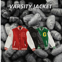 Blouson universitaire vintage personnalisé pour homme, style streetwear, brodé en chenille, avec manches en cuir vierges