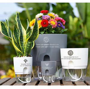 Pot de fleurs auto-arrosant en résine transparente pour la <span class=keywords><strong>maison</strong></span>, bassin de stockage d'eau à double couche, personnalisable, suspendu, motif dessin animé - Product Image 1