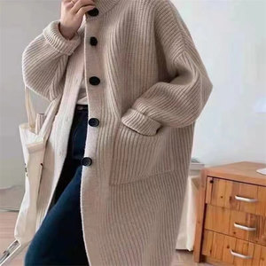 Giá Bán Buôn Áo Len Cardigan Dệt Kim Hở Cổ Đứng Áo Khoác Nữ Tay Cánh Dơi Mùa Đông Có Túi - Product Image 4