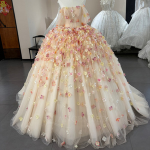 Vestido de Quinceañera Wx381 Personalizado, Estilo Princesa con Tul Floral 3D, Apliques Coloridos, Vestido de 15 Años para Fiesta de Graduación - Product Image 4