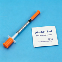 Jarum Suntik Insulin Steril Sekali Pakai 0.5ml 1ml, Tutup Pelindung Oranye, Skala Presisi, Jarum Tetap 31G/32G 8mm untuk Penggunaan Diabetes