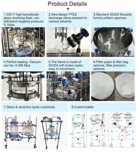 Sac d'équipement de filtre à vide en verre 220V pour les industries de laboratoire de filtration de liquide efficace Composant de moteur de base 1 an ISO CE ATEX - Product Image 4