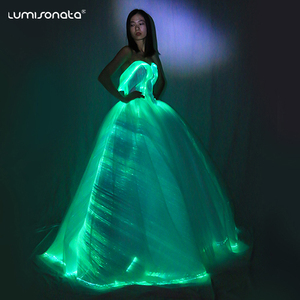 La vendita calda ha condotto luminoso in fibra ottica glowing light up delle donne <span class=keywords><strong>abito</strong></span> da sposa <span class=keywords><strong>abito</strong></span> da sposa - Product Image 2