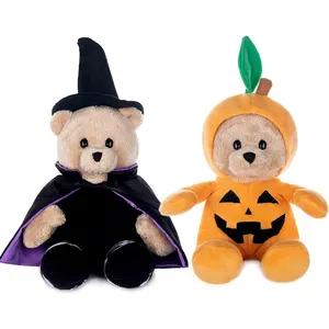 Costume Festival Plush Animals Toys Halloween Party Decoration Soft Bear Wearing Wizard Hat And Pumpkin Stuffed Teddy Bear