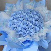 Blauw geconserveerd rozenboeket, op maat gemaakte eeuwige roos, Valentijnsdag cadeau, echt eeuwigdurend bloemenboeket voor vriendin, jubileum