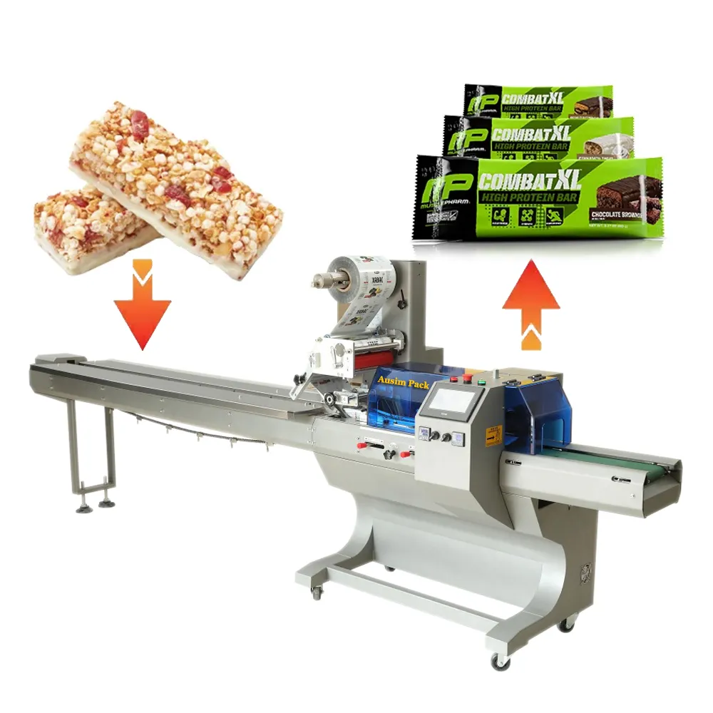 Cookies bag sealing equipment automatic pillow flow packing machine low price wrapping machine biscuits puffs waffle muffin