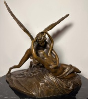 Sphinx ailé égyptien ancien en bronze, sculpture de style mythologique rétro européen, ornement artistique, décoration intérieure et objet de collection
