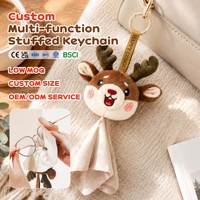 Charme en peluche cerf de dessin animé avec porte-clés, chiffon de nettoyage en microfibre pour écrans et lentilles, imprimé avec logo personnalisé en usine